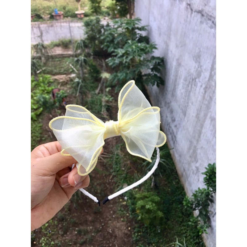 bờm cài tóc nơ voan xoắn bèo cho bé