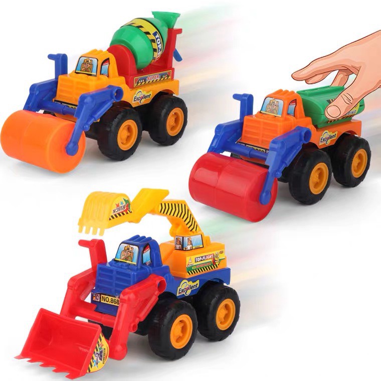 Đồ chơi xe công trình, xe lu cho bé chạy bánh đà