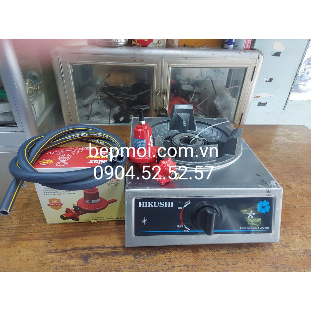 COMBO BỘ BẾP GAS CÔNG NGHIỆP ĐƠN HIKUSHI + VAN DÂY