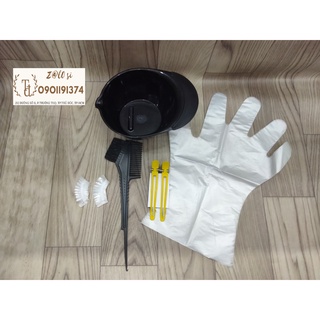 Combo chén, lược, bao tay, kẹp vịt, cặp chụp tai nilong