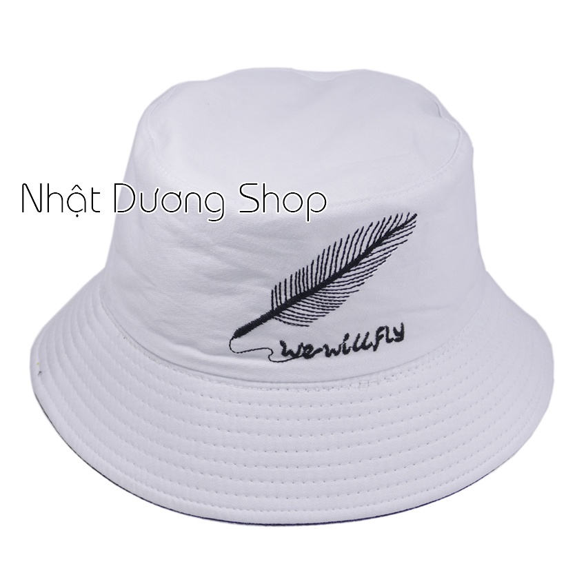 [ Hình thật ] Nón bucket chiếc lá 2 mặt mũ tai bèo vành nhỏ thêu chiếc lá phù hợp cho nam và nữ