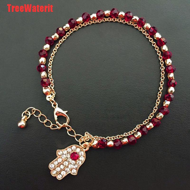 TreeWaterit Fashion Women Fashion Jewelry Charm Hamsa Hand Lucky Evil Eye Beads Bracelet