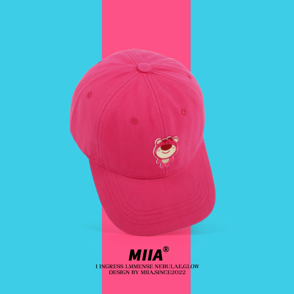 Mũ Lưỡi Trai Che Nắng Chất Liệu Mềm Mại Họa Tiết Chú Gấu Và Dâu Tây Đáng Yêu Thời Trang Mùa Hè Cho Nữ