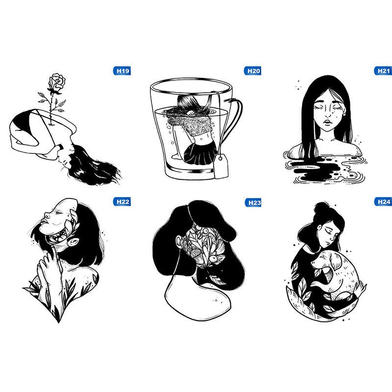 Nhãn dán tạm thời hình cô gái cá tính chống thấm nước
