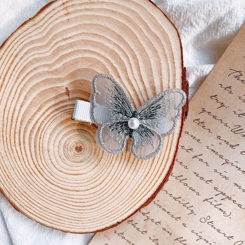 BUTTERFLY 1 Kẹp Tóc Hình Bướm Đính Ngọc Trai Nhân Tạo Thời Trang Cho Nữ