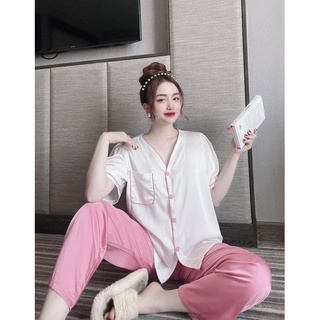 [ LỤA LATIN] Bộ pijama ngủ lụa Latin cao cấp cộc dài