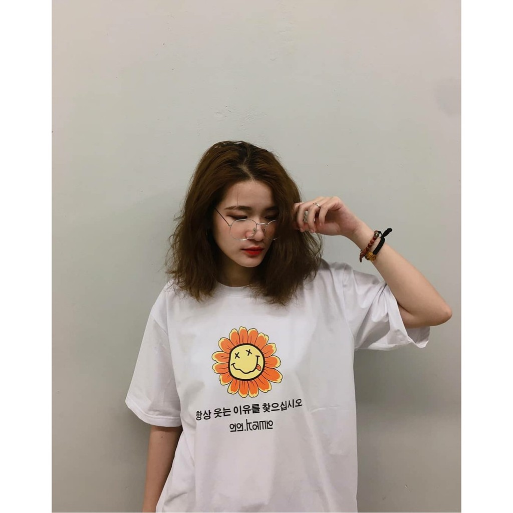Áo Thun Tay Lỡ DAISY TO SMILE Unisex (Trắng/Đen)