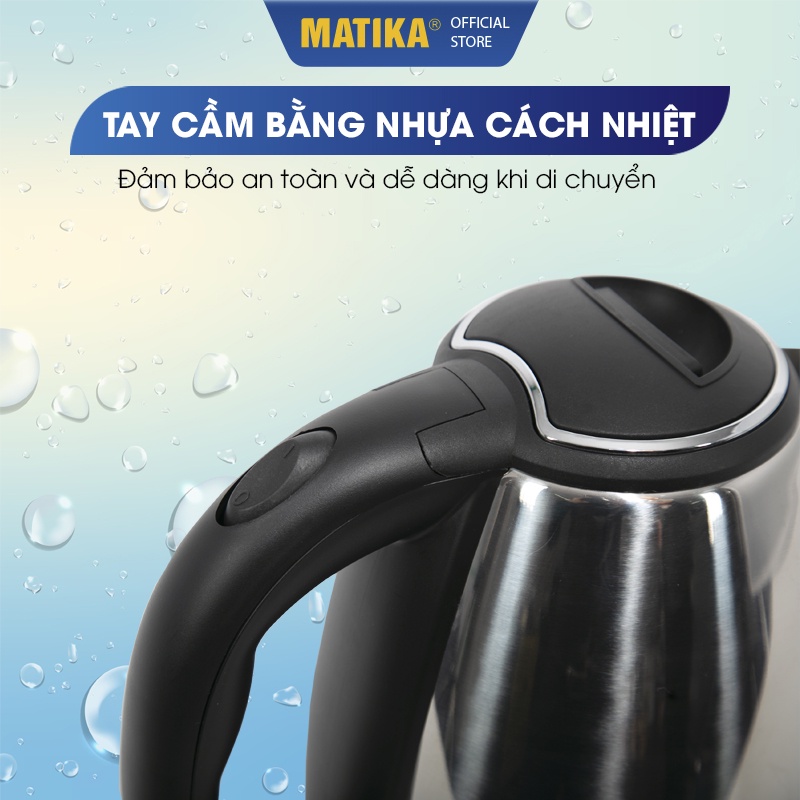 [Mã BMBAU50 giảm 10% đơn 99k] Ấm Siêu Tốc MATIKA Inox 1.5L MTK-15