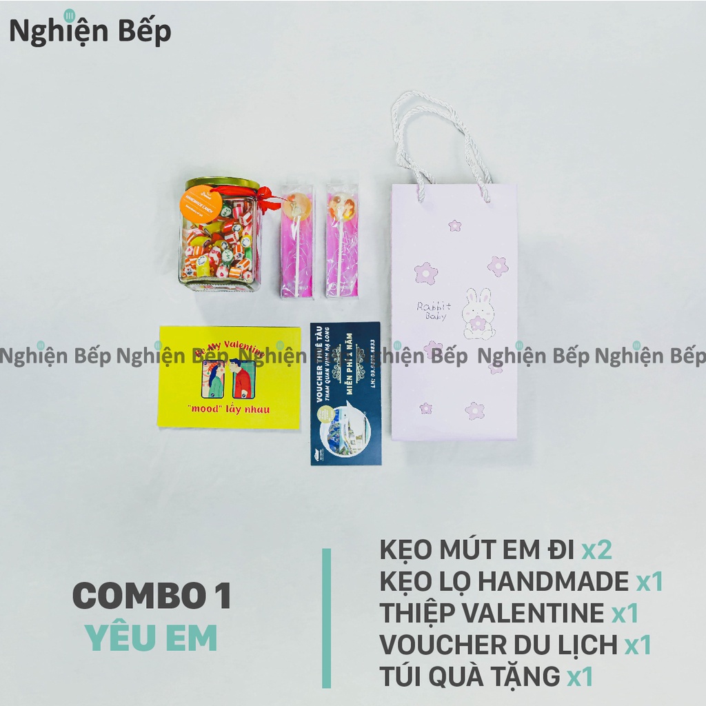 Quà Valentine 14.2 - 8.3 - 14.3 COMBO cùng Kẹo MÚT EM ĐI siêu dễ thương  - TẶNG KÈM TÚI + Thiệp + Voucher DU LỊCH