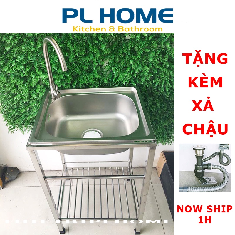 Chậu rửa chén 1 hộc inox đa dạng kích thước kèm bộ xả chậu
