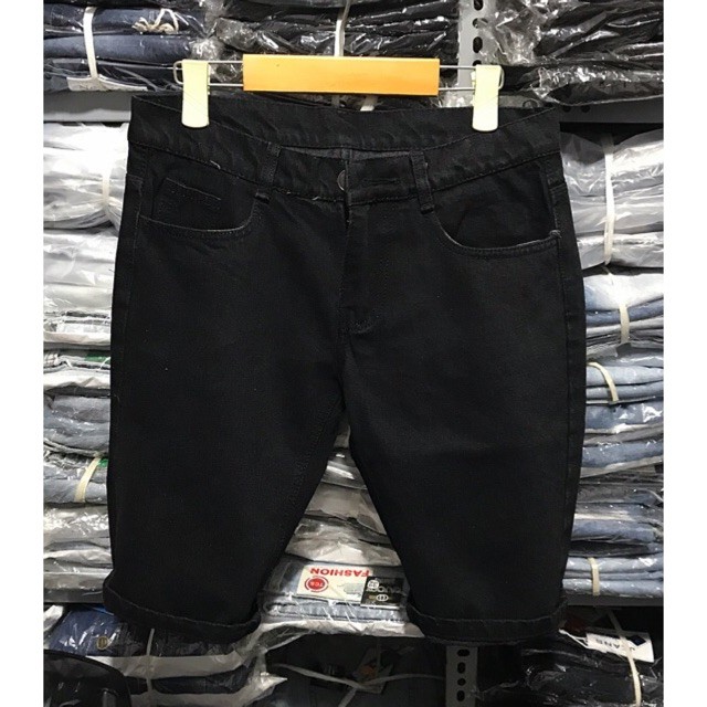quần short jean nam đen trơn QN117