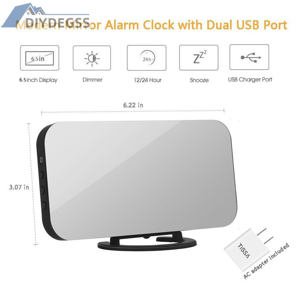 Diydegss2 Multifunction LED Dual USB Digital Alarm Clock Snooze Desktop Sensor Clock