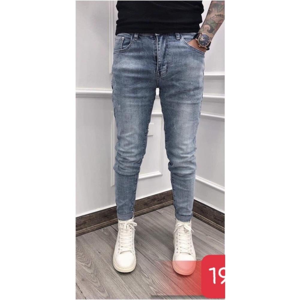 Quần jean nam màu xanh trơn đậm không rách gối chất bò cao cấp co dãn 4 chiều đẹp from dáng rin skinny YuMy JM9999