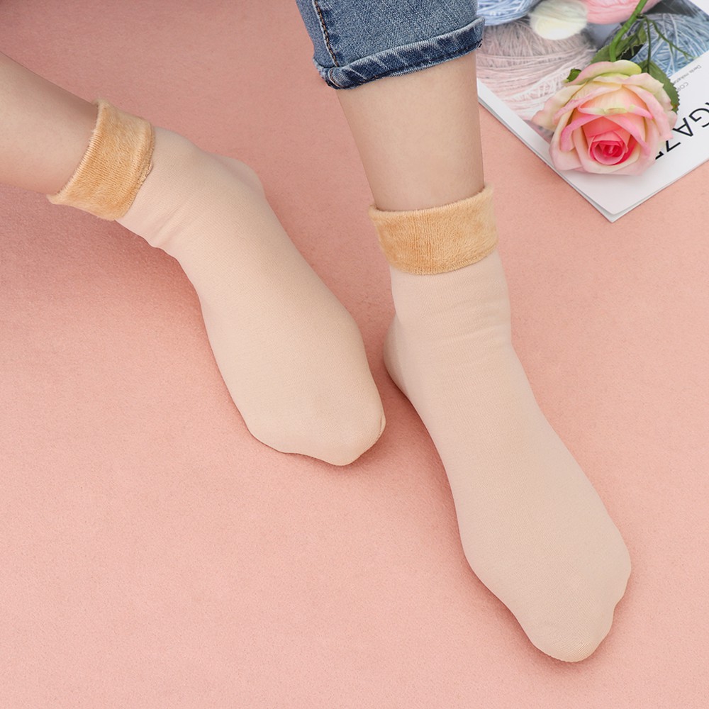 Vớ Len Cashmere Dày Giữ Ấm Mùa Đông Không Đường May Nhiều Màu Cho Nữ