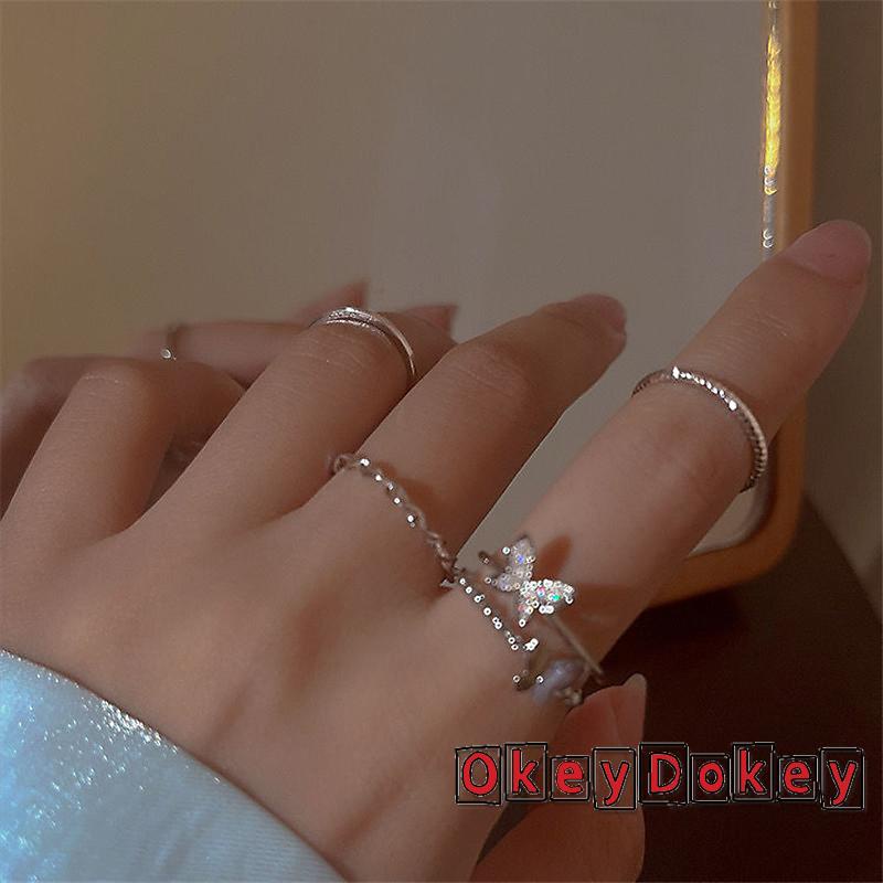 Bộ 4 nhẫn hình bướm lấp lánh dành cho nữ