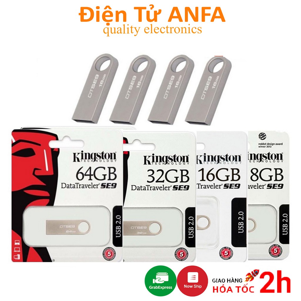 Usb Kingston SE9 2.0 64gb/32gb/16gb/8gb/4gb thiết kế nhỏ gọn, chống nước, vỏ kim loại