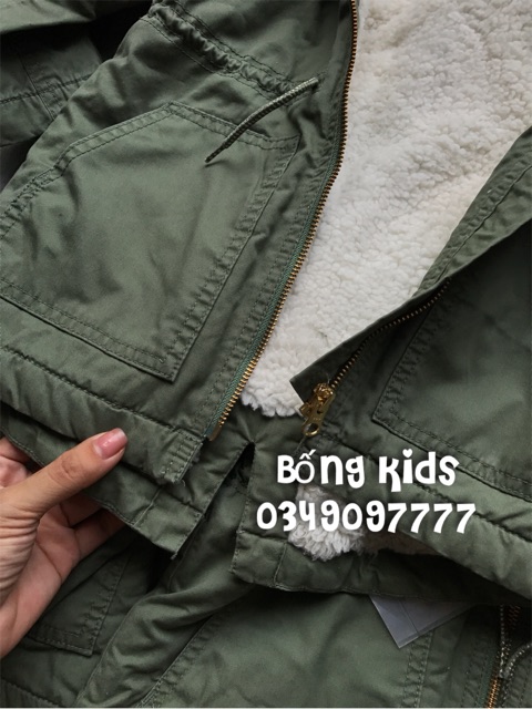 Áo Parka Bé Gái Lót Cừu Rêu Óhkosh