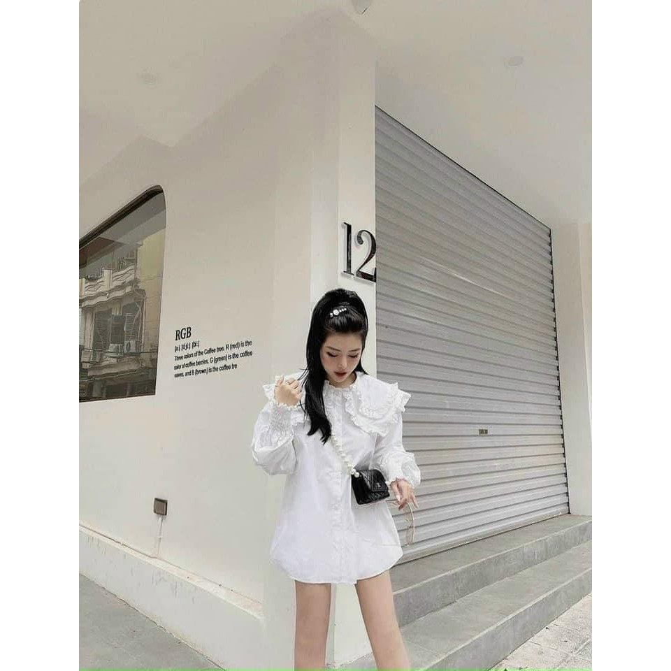 ÁO SƠ MI CỔ SEN BÁNH BÈO TIỂU THƯ