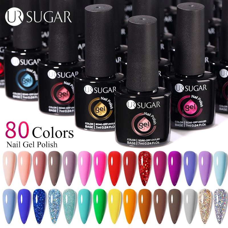 Gel sơn móng tay UR SUGAR UV nhiều màu sắc tùy chọn lấp lánh 7ml