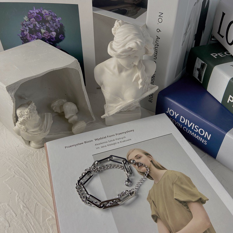 Vòng tay hai lớp bằng thép titan phong cách đường phố cá tính