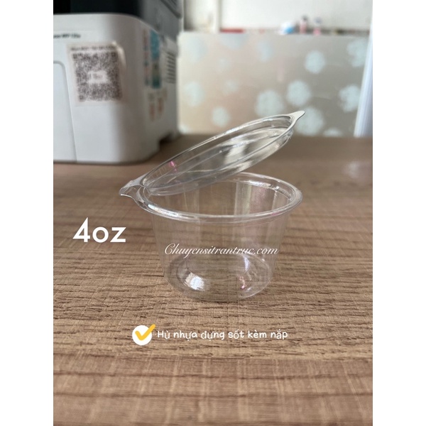 [RẺ NHẤT] Combo 50 Hủ nhựa, hộp nhựa trong đựng sốt nắp gài liền 2oz, 4oz dùng mang đi CHP