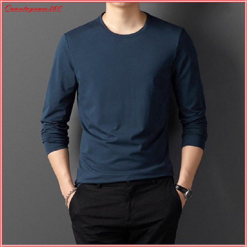 Áo thun nam tay dài mặc thu đông giữ nhiệt chất cotton co giãn, áo giữ nhiệt nam dáng ôm | BigBuy360 - bigbuy360.vn
