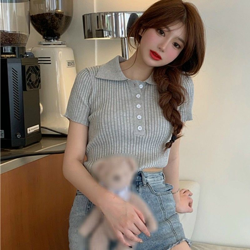 Áo thun cổ trụ - Áo thun cổ bẻ trơn cài nút thun gân A15