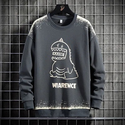 Áo thun sweater tay dài cổ tròn in hình cá tính thời trang thu đông mới dễ phối đồ cho nam