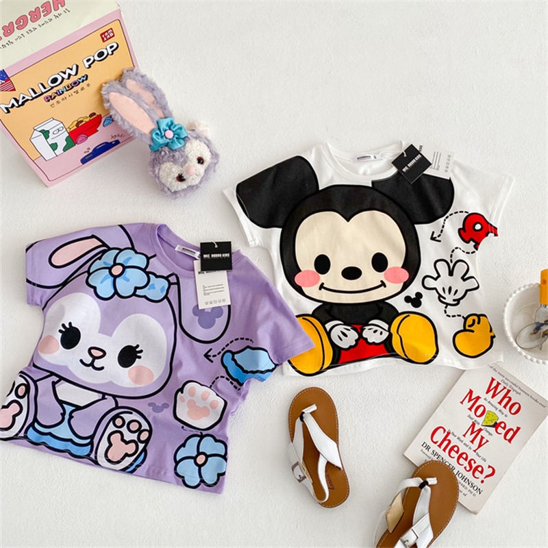 Áo Thun Ngắn Tay Họa Tiết Thỏ Hoạt Hình Thời Trang Mùa Hè Hàn Quốc Dành Cho Trẻ