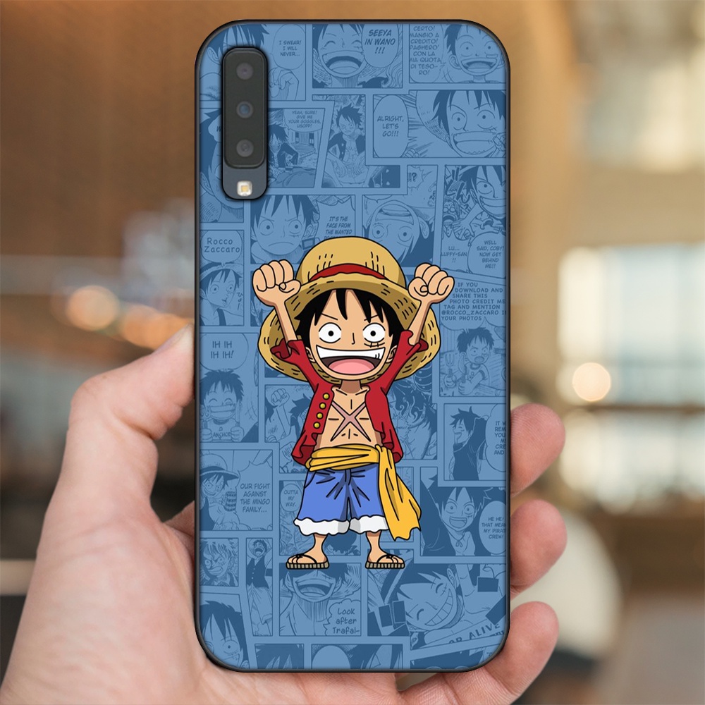 Ốp lưng Samsung A7 2018 viền đen in hình Luffy One Piece