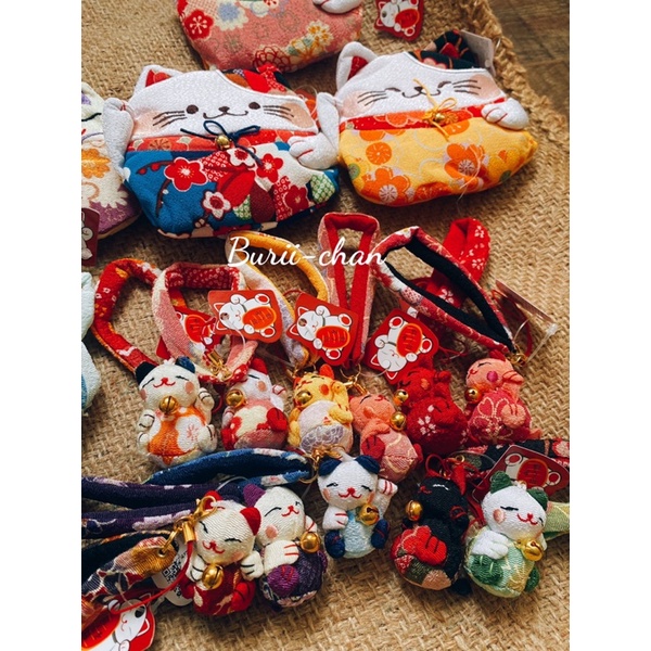 Móc treo mèo Nhật Maneki Neko Móc treo chìa khoá Mèo Thần Tài Chat chọn mẫu