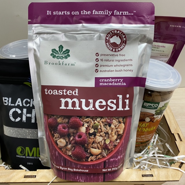 Ngũ Cốc Nướng Ăn Kiêng Úc - Brookfarm Toasted Muesli (gói 350g)