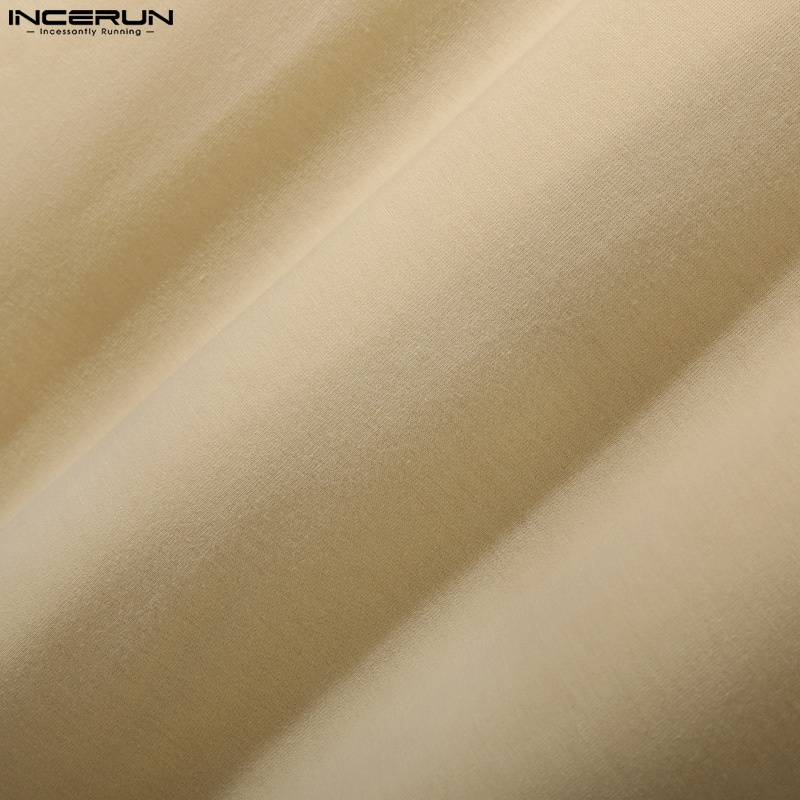 Áo thun polo INCERUN ngắn tay phối nút thời trang dành cho nam