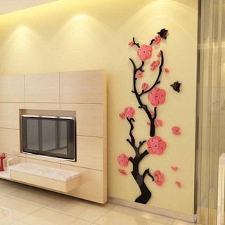 TRANG TRÍ TẾT 2020  - Tranh dán tường mica 3D - Cây đào ngày tết, tranh trang trí phòng khách, phòng ngủ, spa, nail, caf