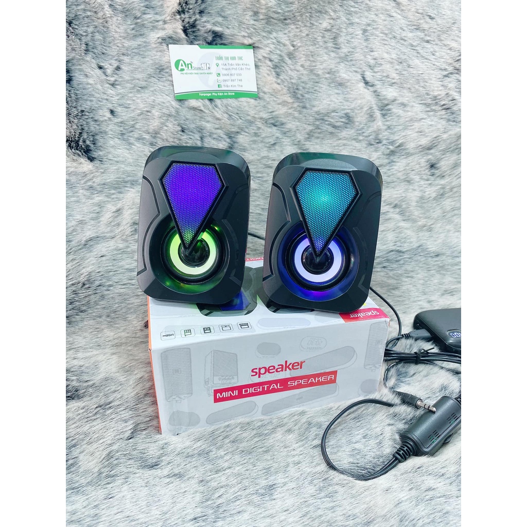 Loa vi tính mini để bàn cao cấp âm thanh siêu trầm có đèn led 7 màu (An Store Cần Thơ)