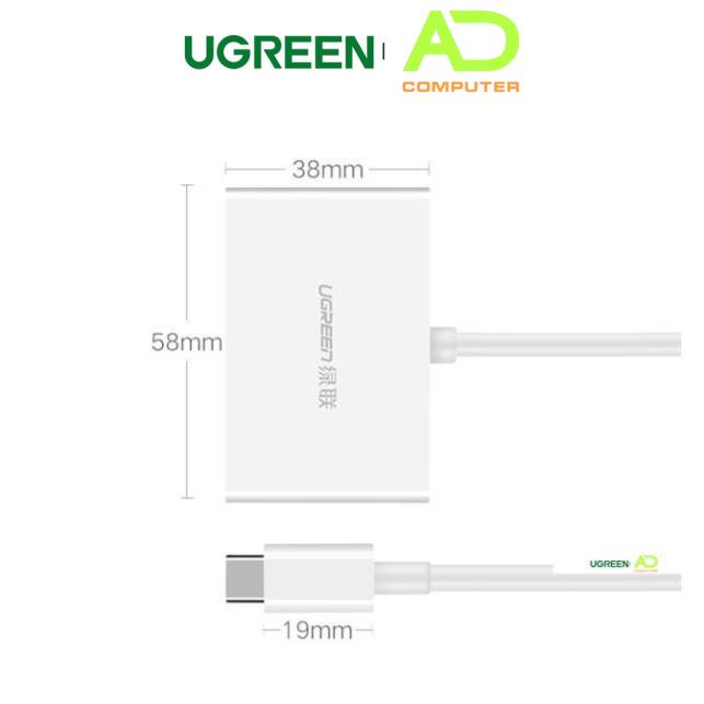 Bộ chuyển đổi USB Type C sang HDMI và VGA dài 15cm UGREEN MM123