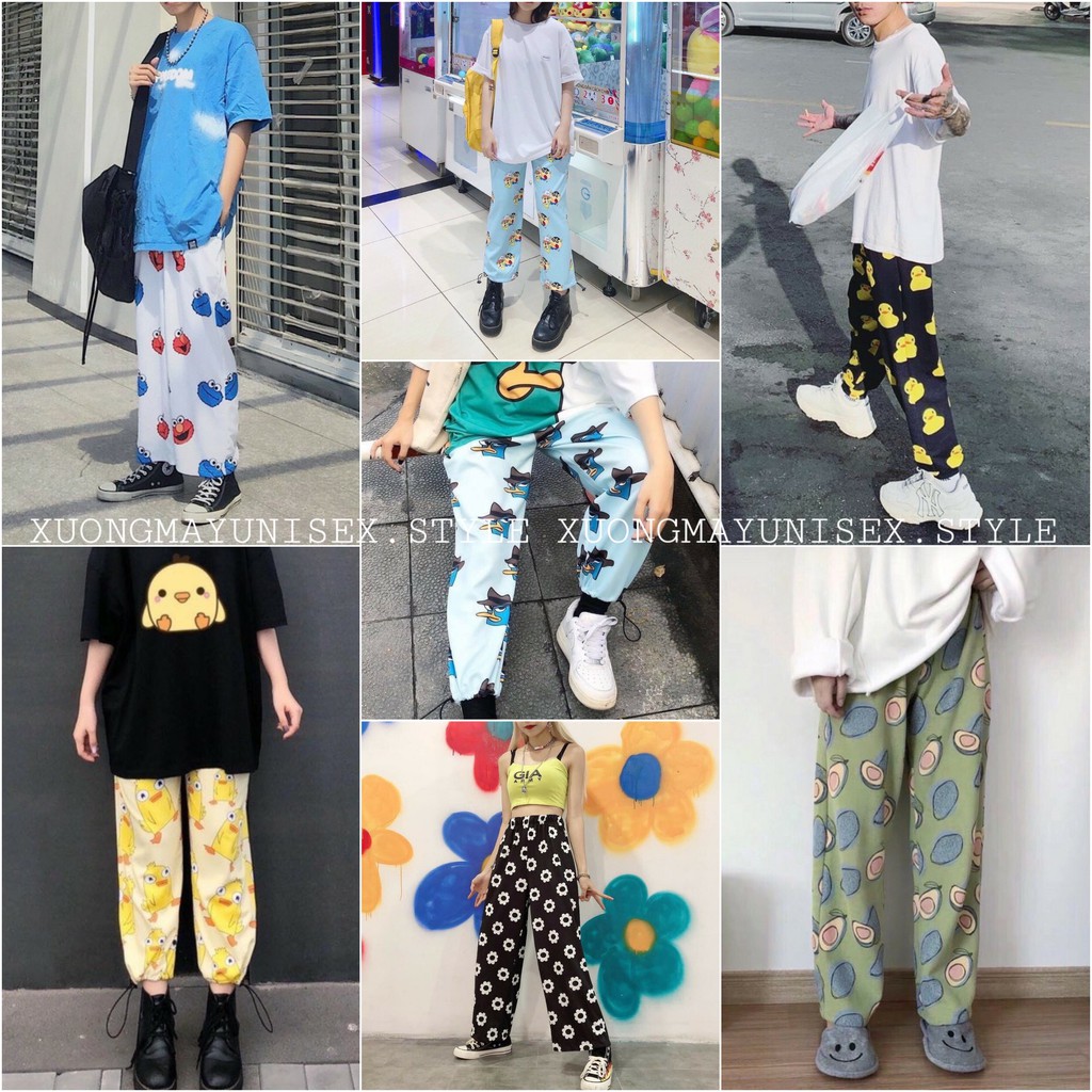QUẦN THÚ DÀI CARTOON PANTS ỐNG BO DÂY RÚT