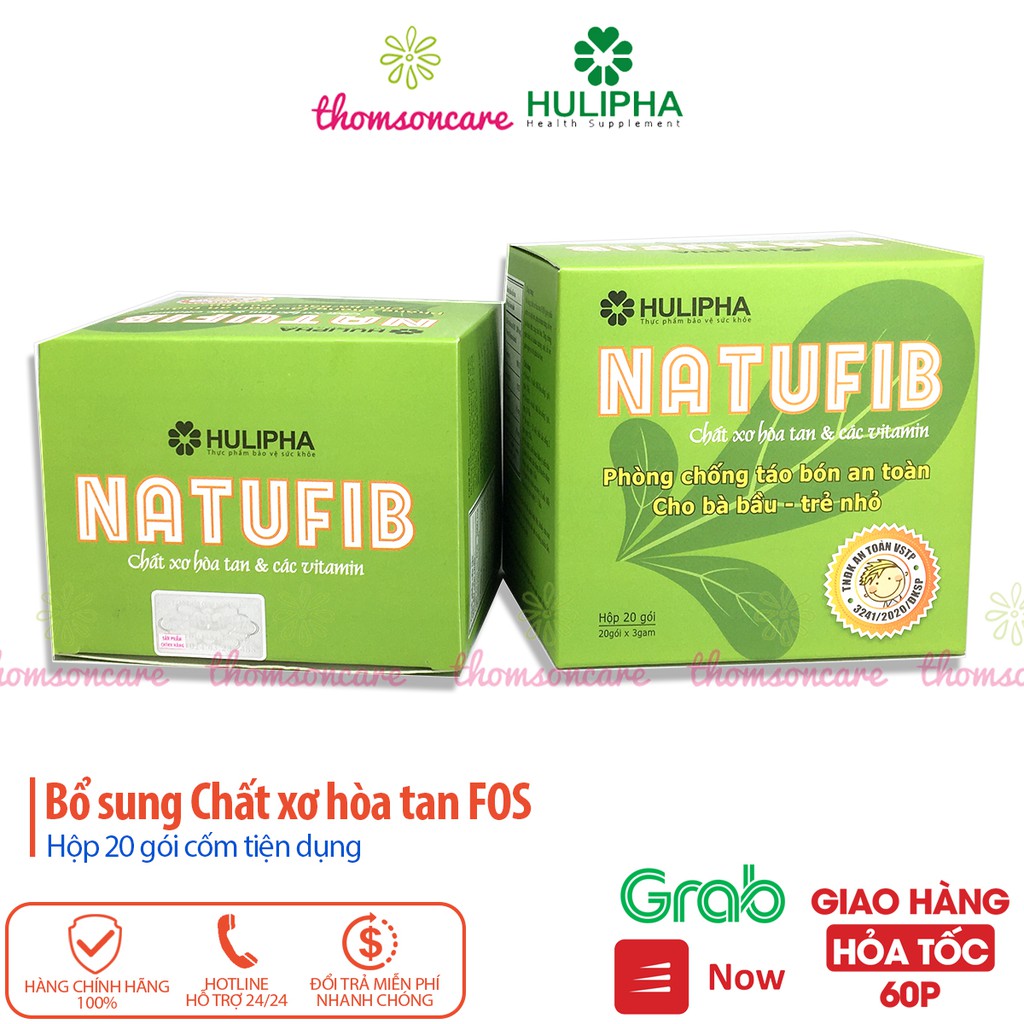 Natufib bổ sung chất xơ hòa tan FOS giảm táo bón cho bà bầu và trẻ nhỏ, trước sinh, sau sinh, người lớn Hộp 20 gói