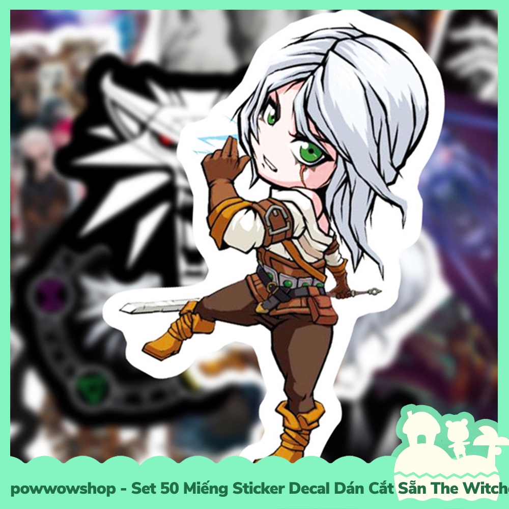 [Sẵn VN - Hỏa Tốc] Set 50 Miếng Sticker Decal Cắt Sẵn DIY Dán Trang Trí Vật Dụng Mẫu Nhân Vật Game The Witcher St Hero
