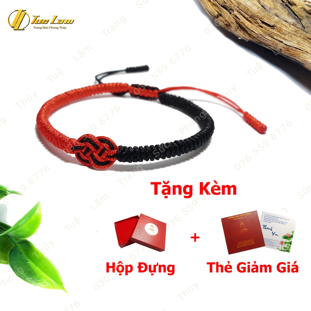 Vòng Chỉ Tây Tạng Handmade Kiểu Vô Cực màu Đỏ Đen Tình Duyên Phong Cách DIY-Tuệ Lâm