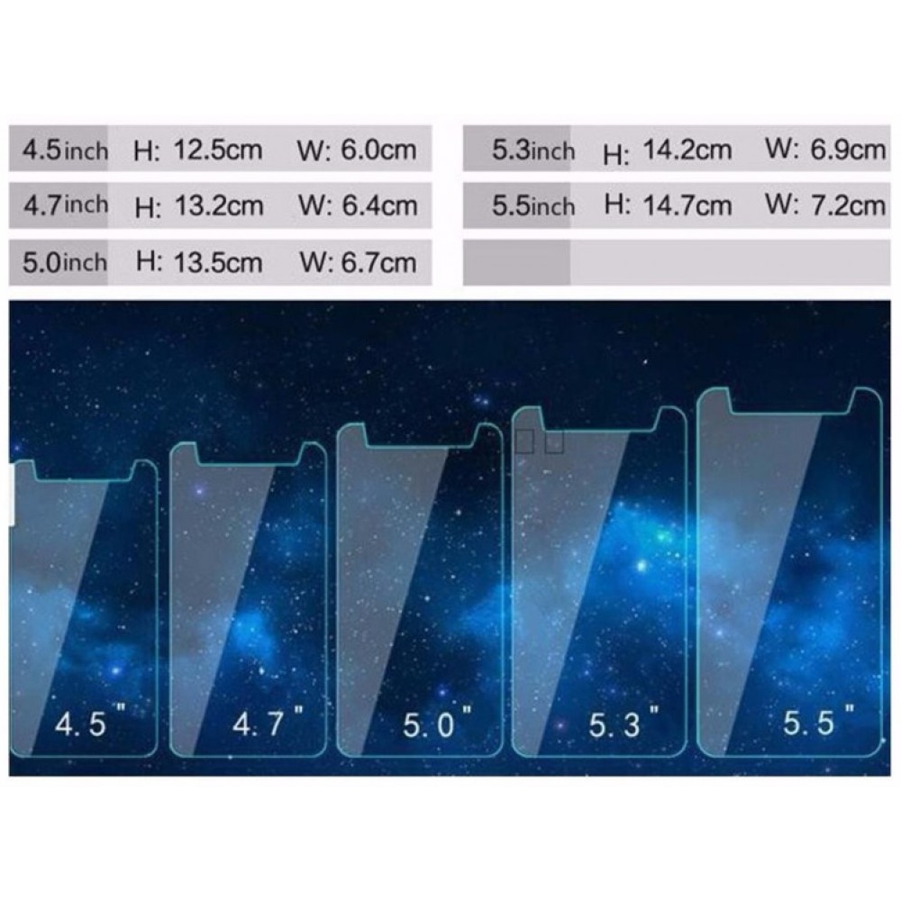 Dán cường lực chống trầy Đa năng 4.5 - 4.7 - 5 - 5.3 - 5.5 - 6 inch