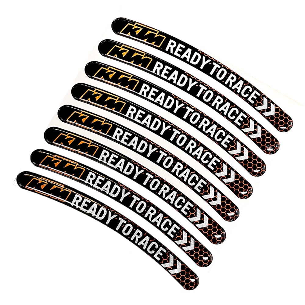 Bộ 8 Miếng Dán Phản Quang 3d Trang Trí Vành Bánh Xe Mô Tô Ktm Red-Bull