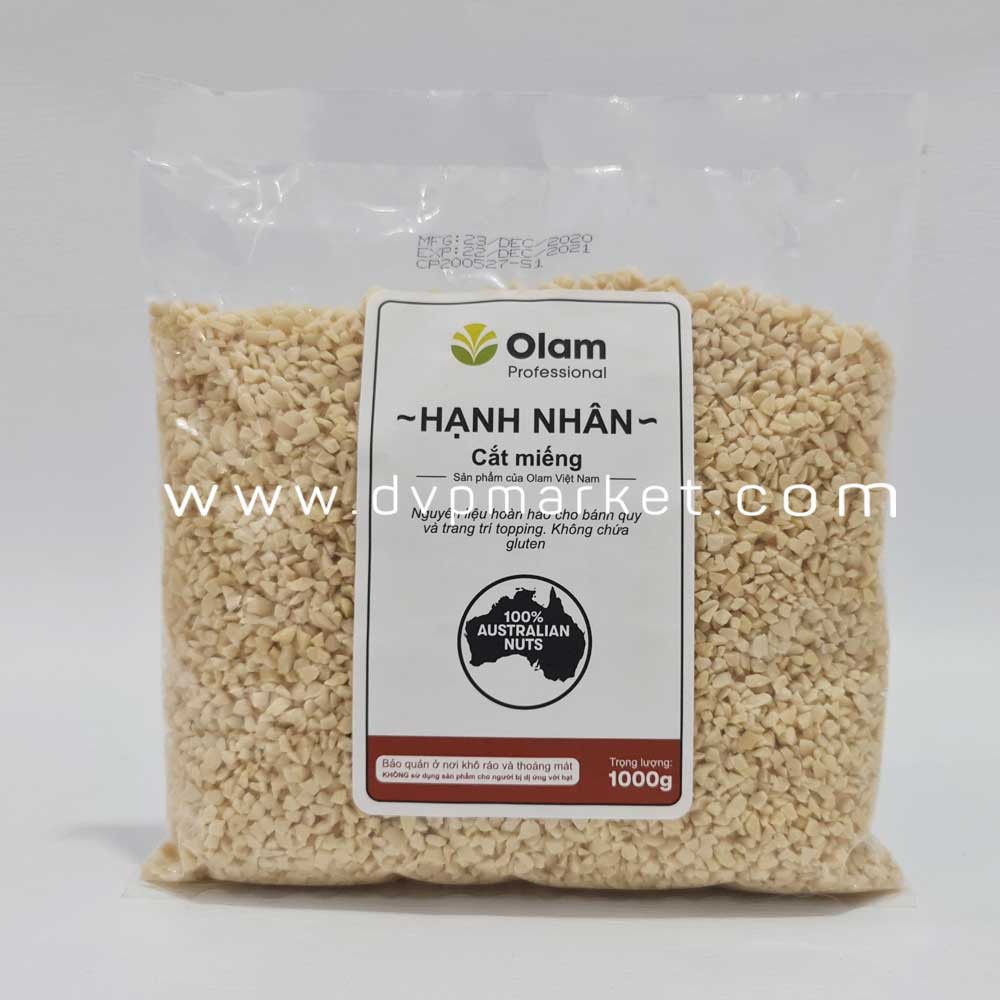 Hạnh nhân cắt hạt lựu Olam 1kg - Không chất bảo quản, Nhập khẩu từ Úc