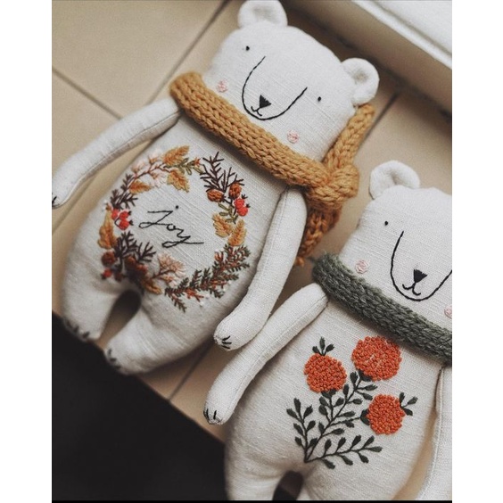 Kit nguyên liệu may thú nhồi bông , thêu tay búp bê handmade - Diy tự làm búp bê đang yêu- MIE HANDMADE SHOP