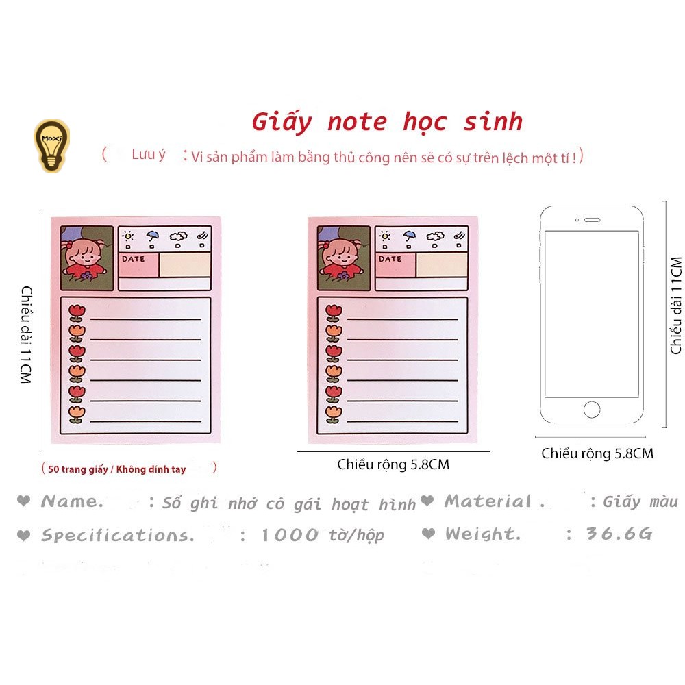 [HOT CUTE] Giấy Ghi Chú , giấy NOTE họa tiết Little Girl dễ thương dùng decor , trang trí 50pcs .