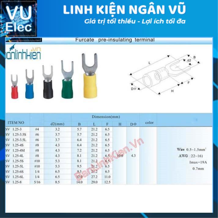 Đầu COS Y SV1.25-3.2 Các Màu đầu cốt chữ y, đầu cos, cos Y