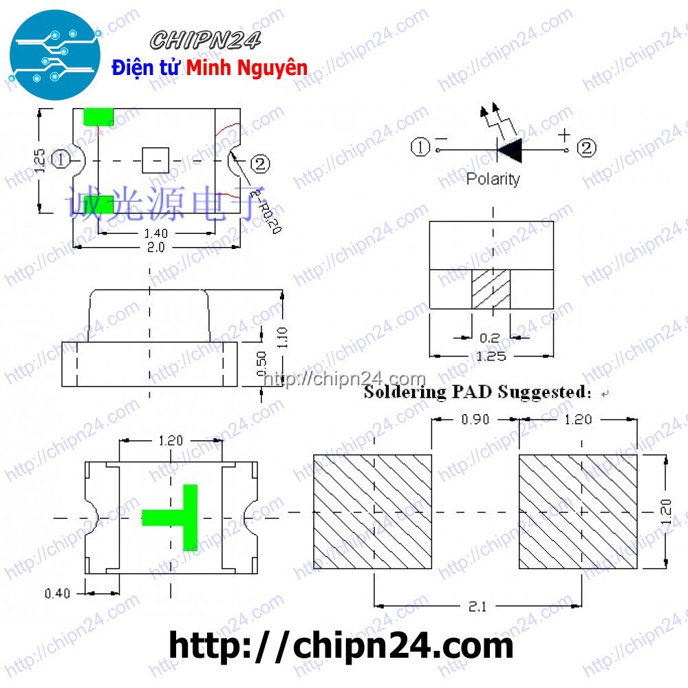 Led dán SMD 0805 XANH DƯƠNG