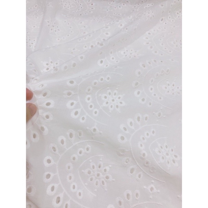 Vải thô thêu trắng + lót
