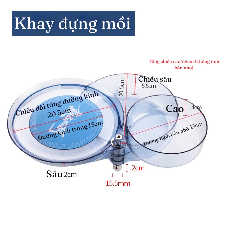 Khay Đựng Mồi Trộn Mồi 3 Tầng Trong Suốt Cao Cấp , Cấu Trúc 3 Tầng Đa Năng