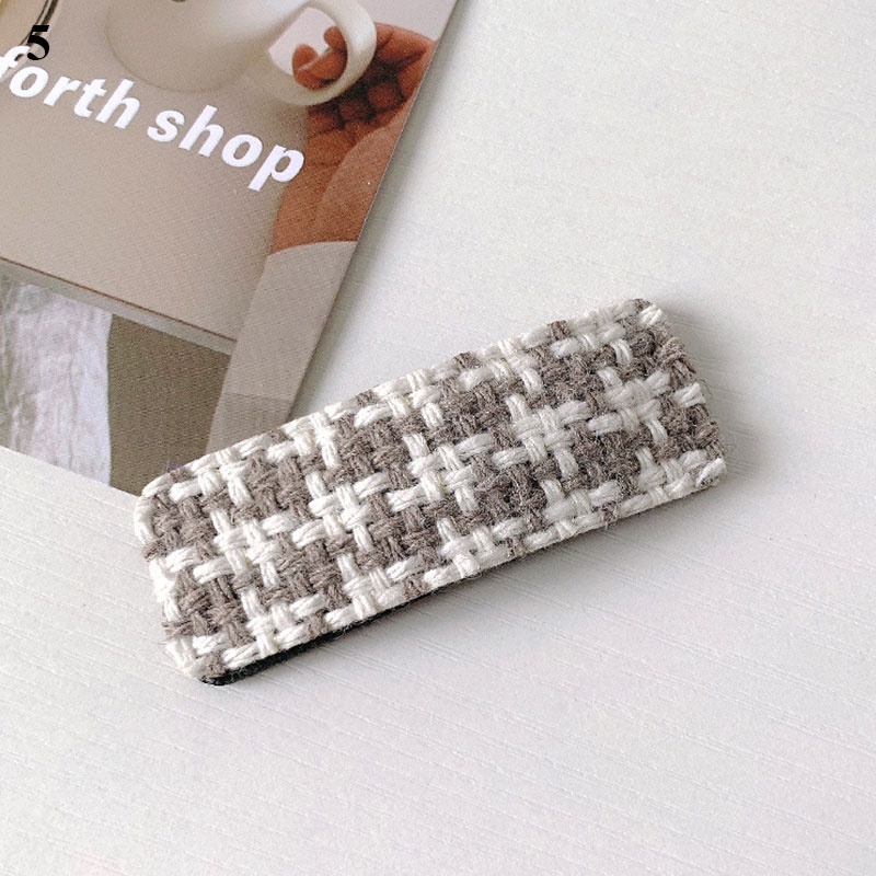 1 kẹp tóc BB họa tiết sọc caro phong cách Hàn Quốc cổ điển cho nữ